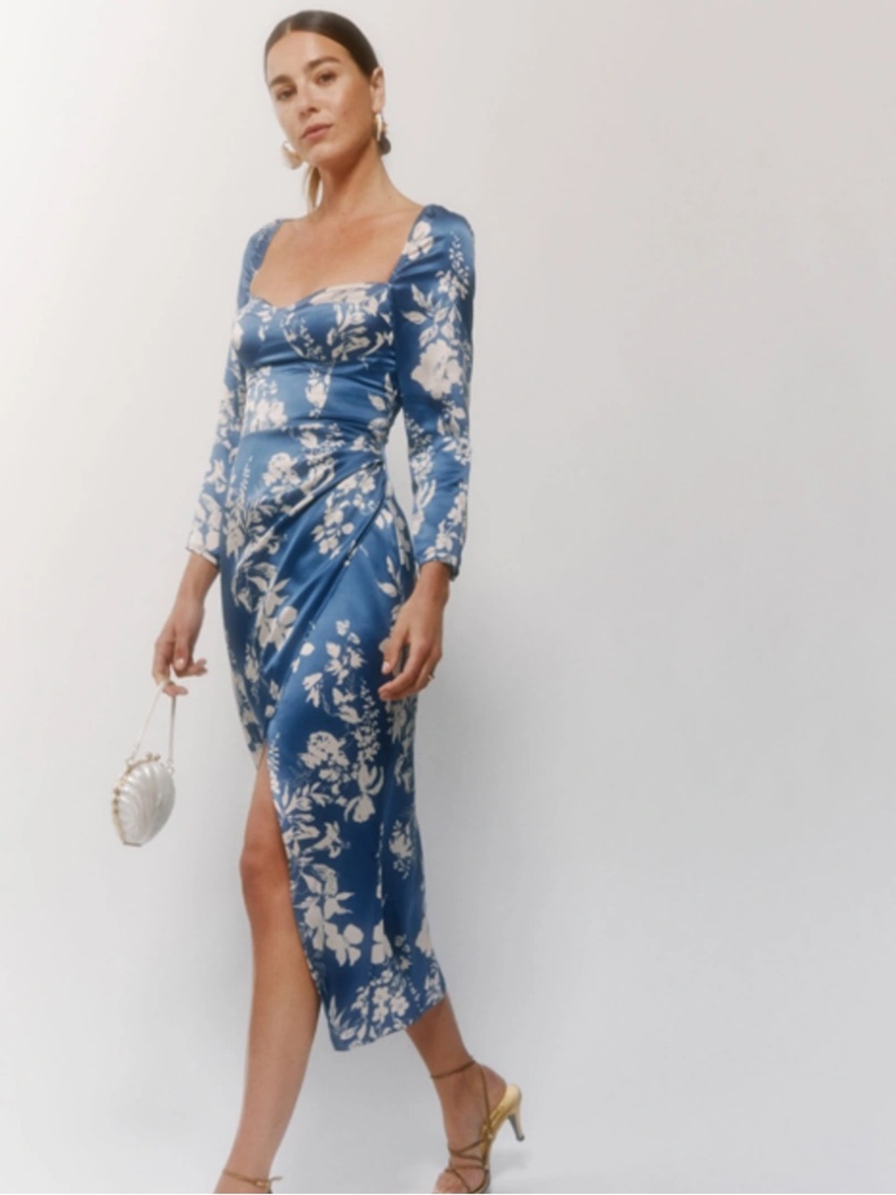 Reformation Cyanotype Sigmund Midi Silk